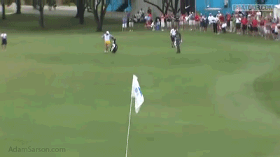 Jason Dufner tells someone to 'Suck It' after a holeout.