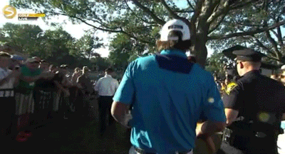 Good friend Keegan Bradley came back to the course to congratulate Dufner.