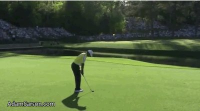 The most talked about shot of the year. Hitting the pin at the Masters.